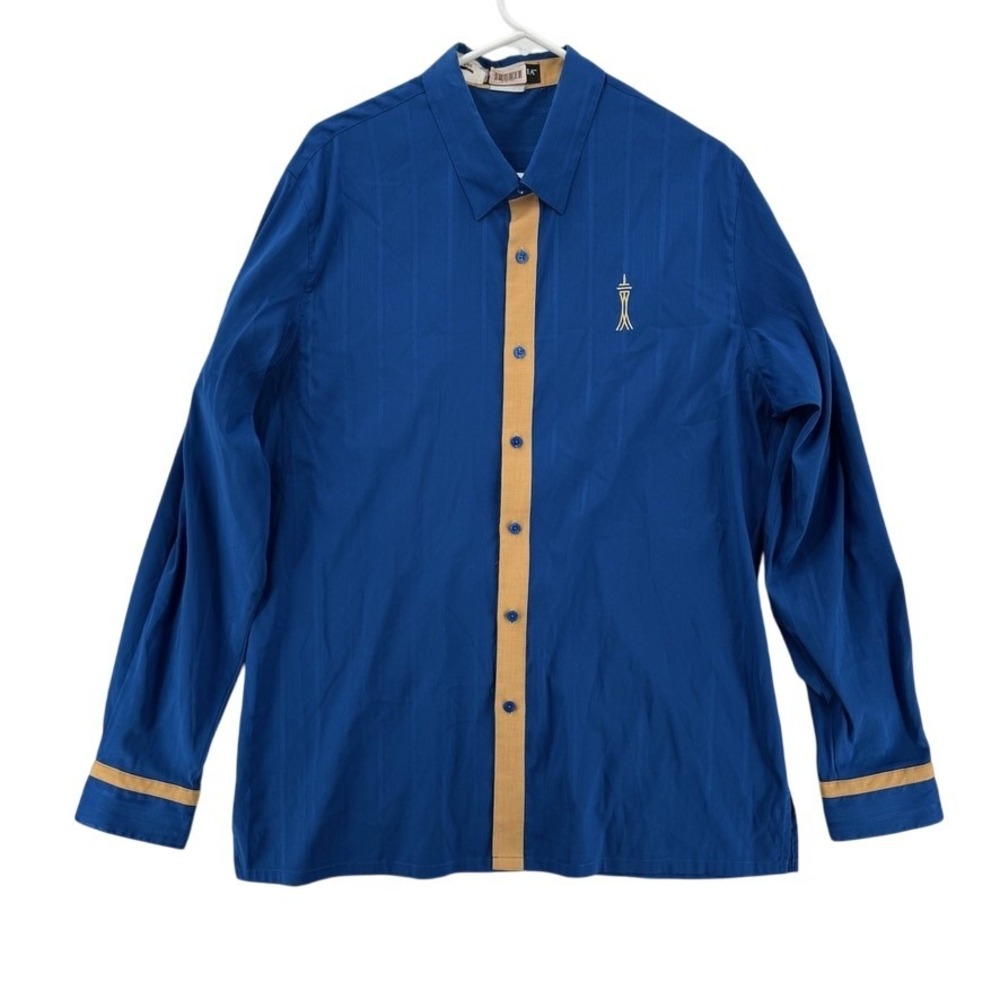 Stratosphere Shirt Mens‎ Large Button Up Seattle Space Needle Embroidered Worker